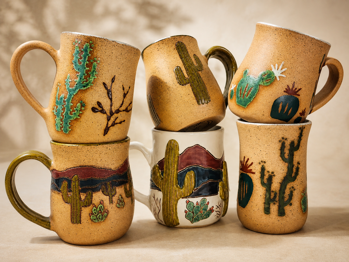 Handmade Dirty Mug Pottery pieces in the studio