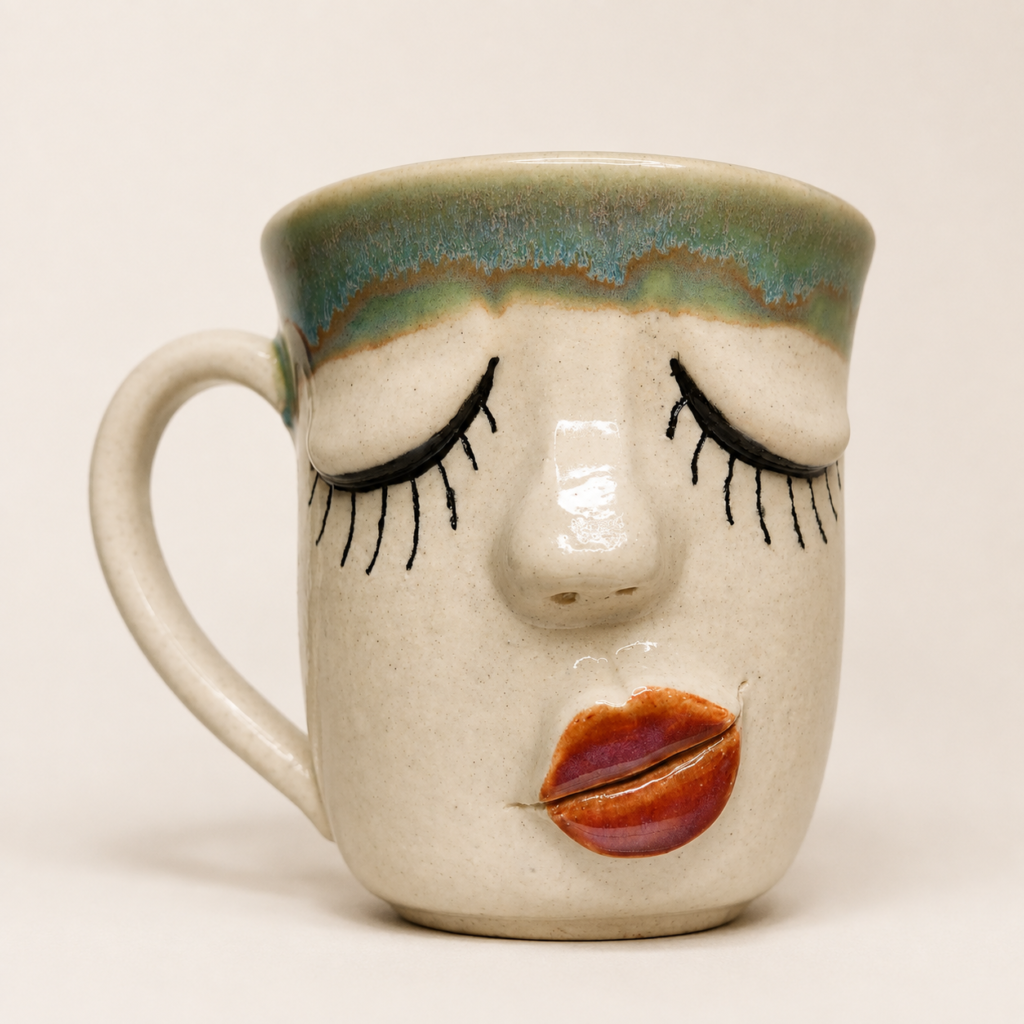 Sleepy Face Ceramic Mug