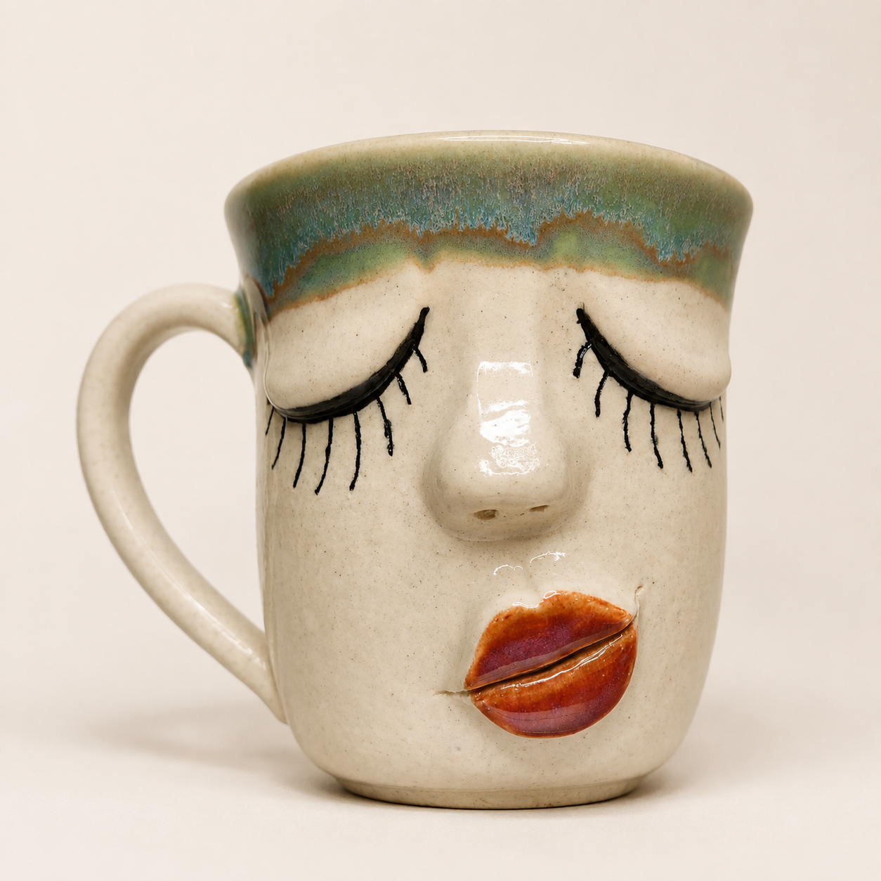 Sleepy Face Ceramic Mug