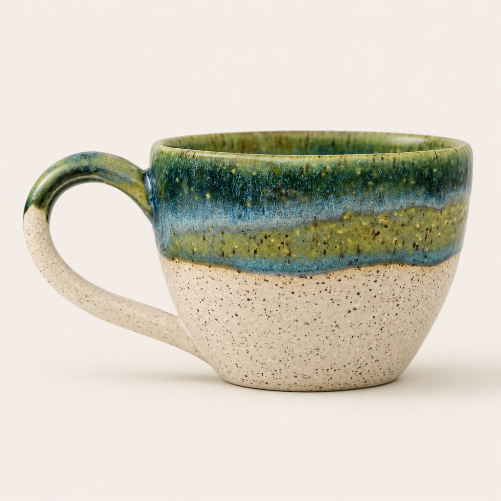 Green Rim Speckled Mug