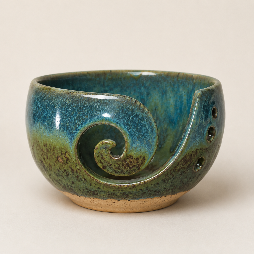 Teal Swirl Yarn Bowl