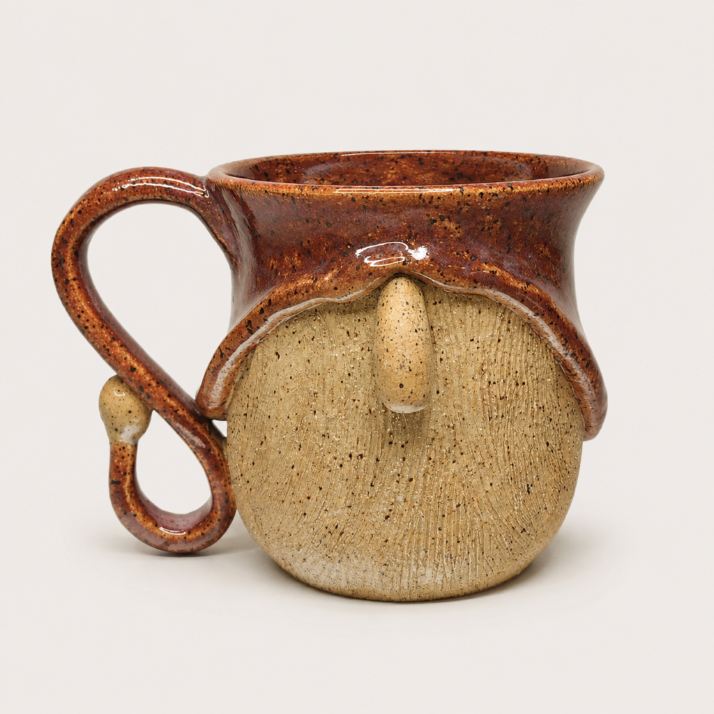 Brown Gnome Face Ceramic Mug