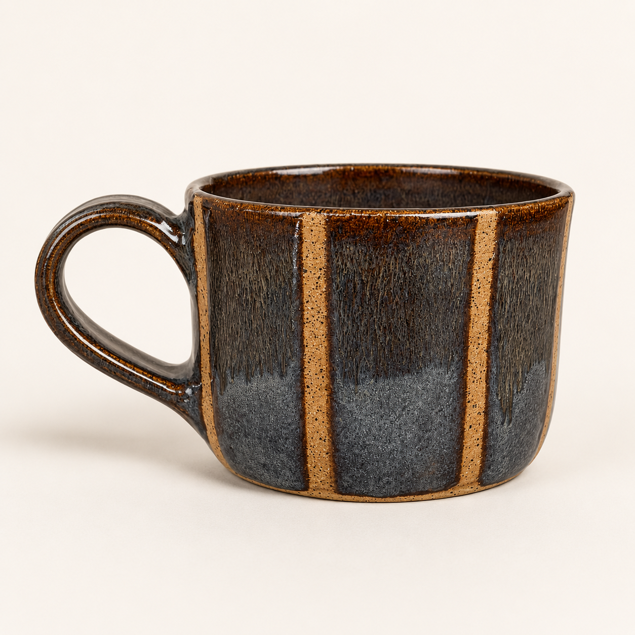 Blue/Brown Panel Ceramic Mug