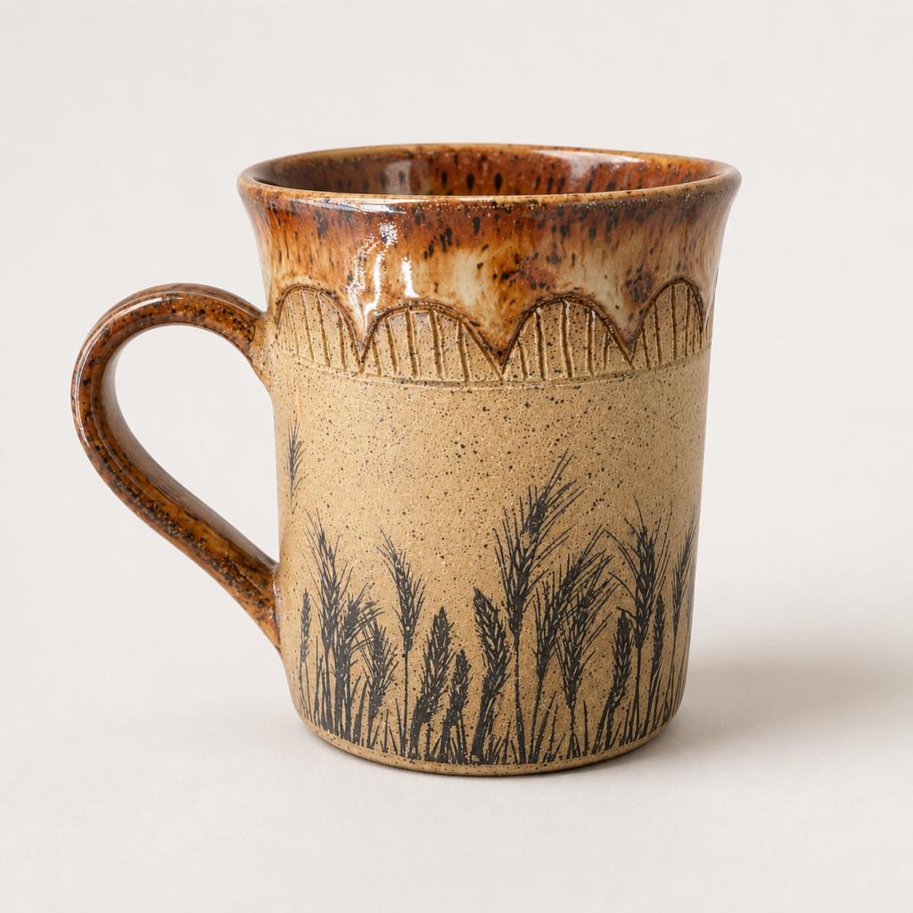 Grass Etch Ceramic Mug