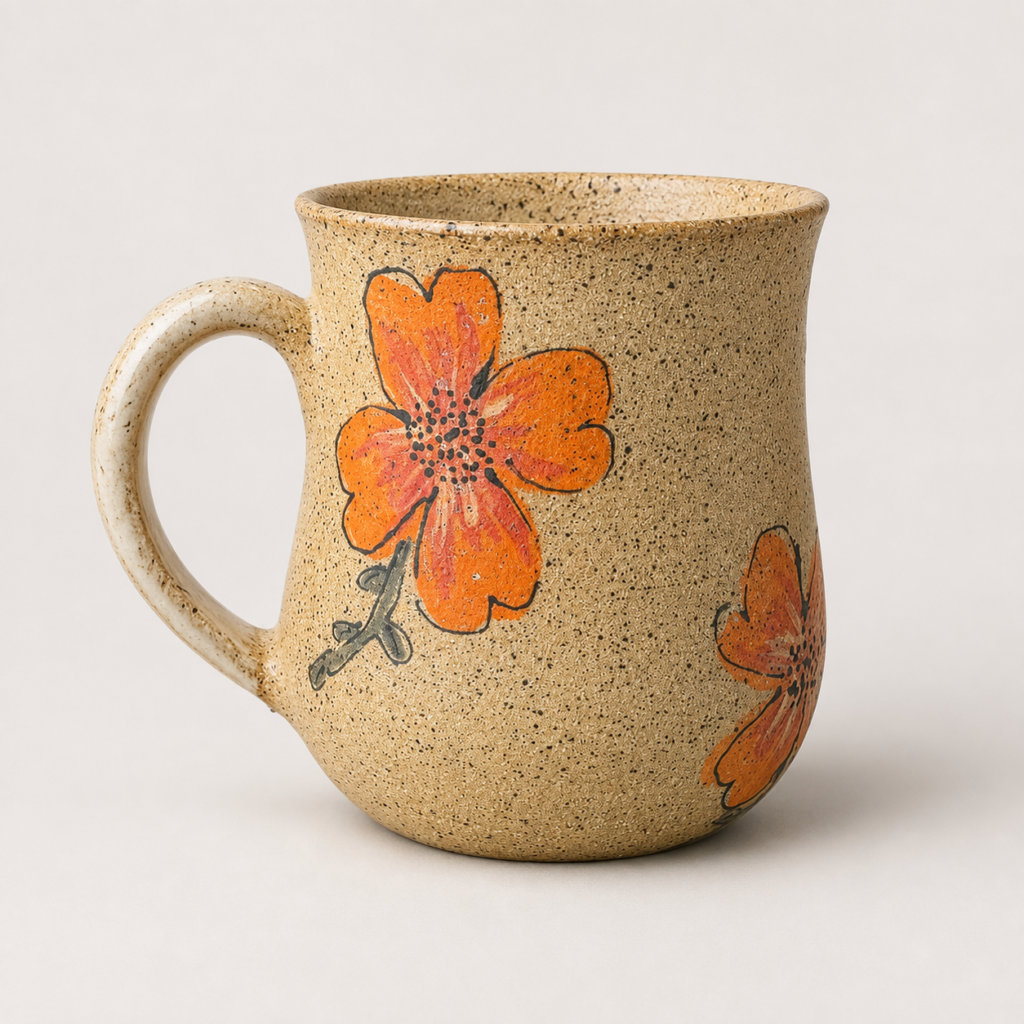 Orange Flower Ceramic Mug
