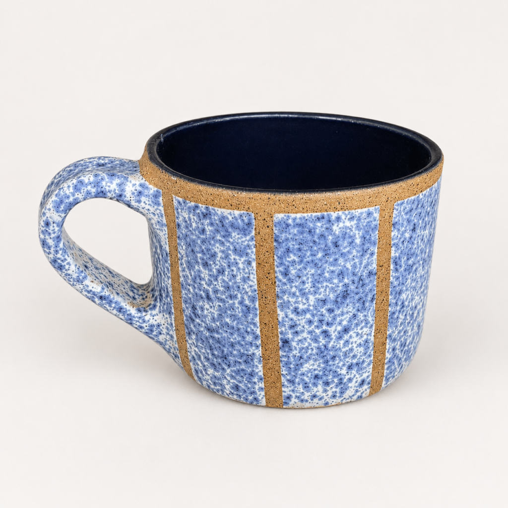 Speckled Blue Panel Ceramic Cup